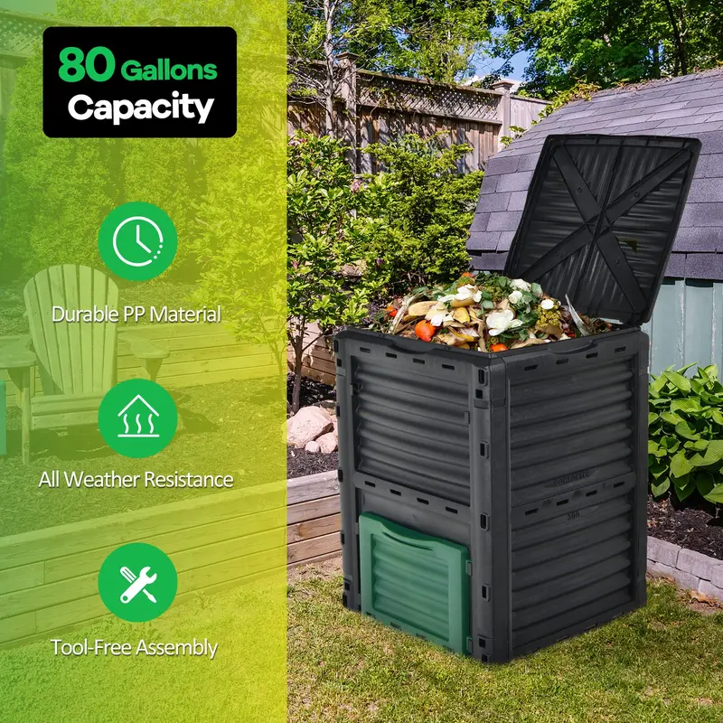Goplus Kompostbehälter, 300 Liter (80 Gallonen), großes Kompostierungsgefäß