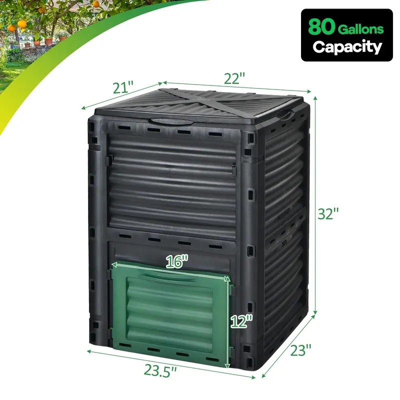 Goplus Kompostbehälter, 300 Liter (80 Gallonen), großes Kompostierungsgefäß