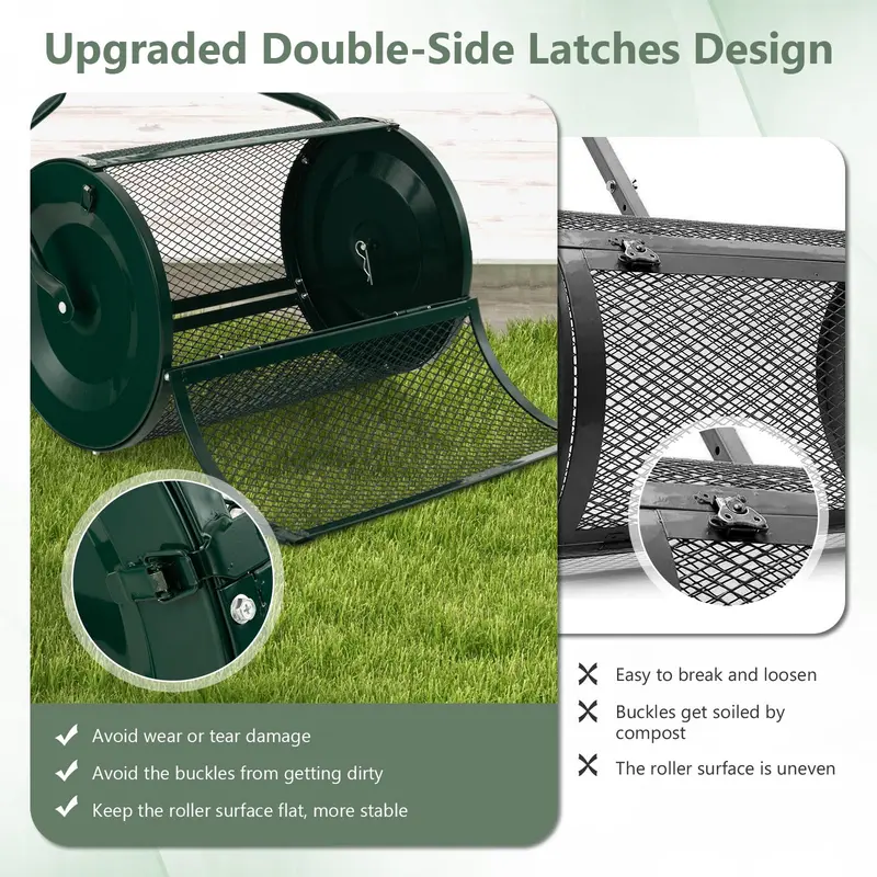 Goplus Kompoststreuer für Rasen, 60 cm (24 Zoll), leichter Metallgitter-Rasenroller mit doppelseitigen Verriegelungen für Top-Dressing und Aussaat