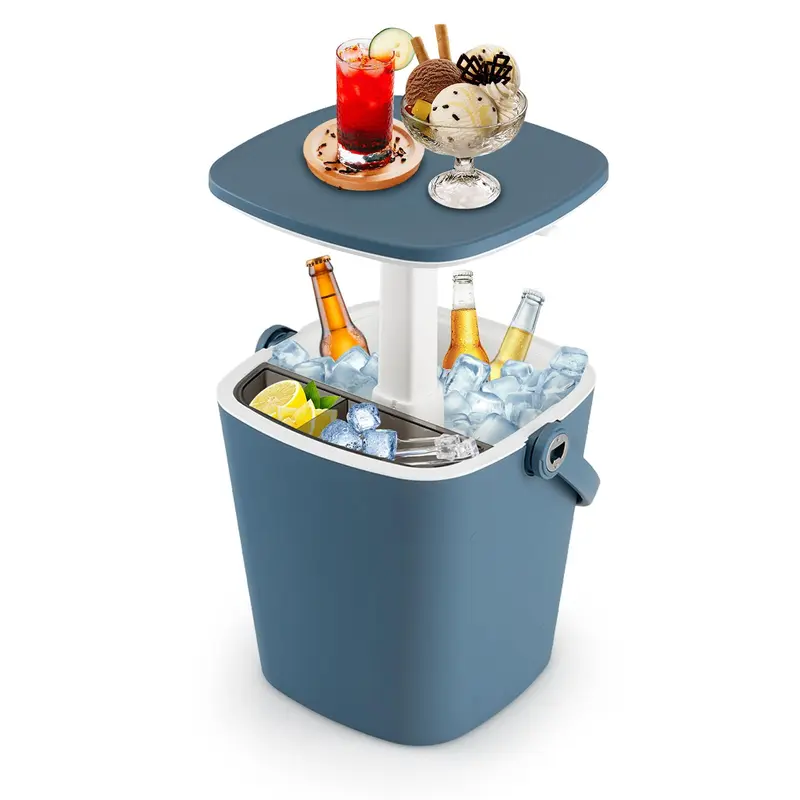 Goplus-Kühlertisch, tragbarer 4-Gallonen-Allwetter-Bier- und Weintischkühler mit Griff