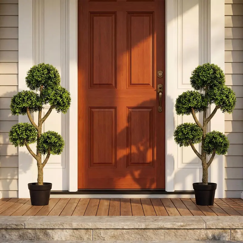 GoPlus-Künstlicher Buchsbaum-Topiary-Baum, 46 Zoll, mit 5 kugelförmigen Topiaries