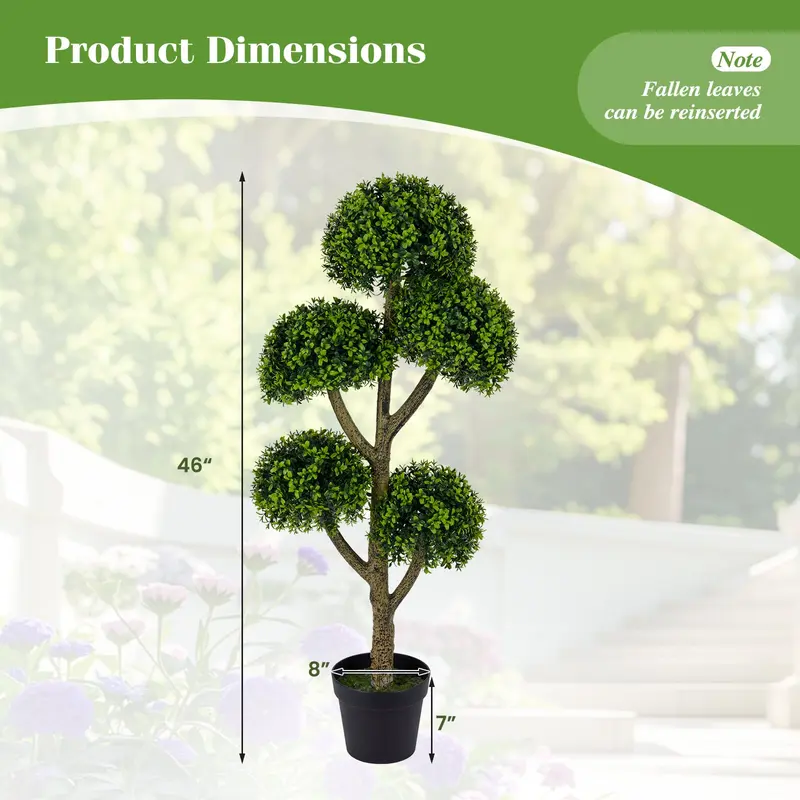 GoPlus-Künstlicher Buchsbaum-Topiary-Baum, 46 Zoll, mit 5 kugelförmigen Topiaries