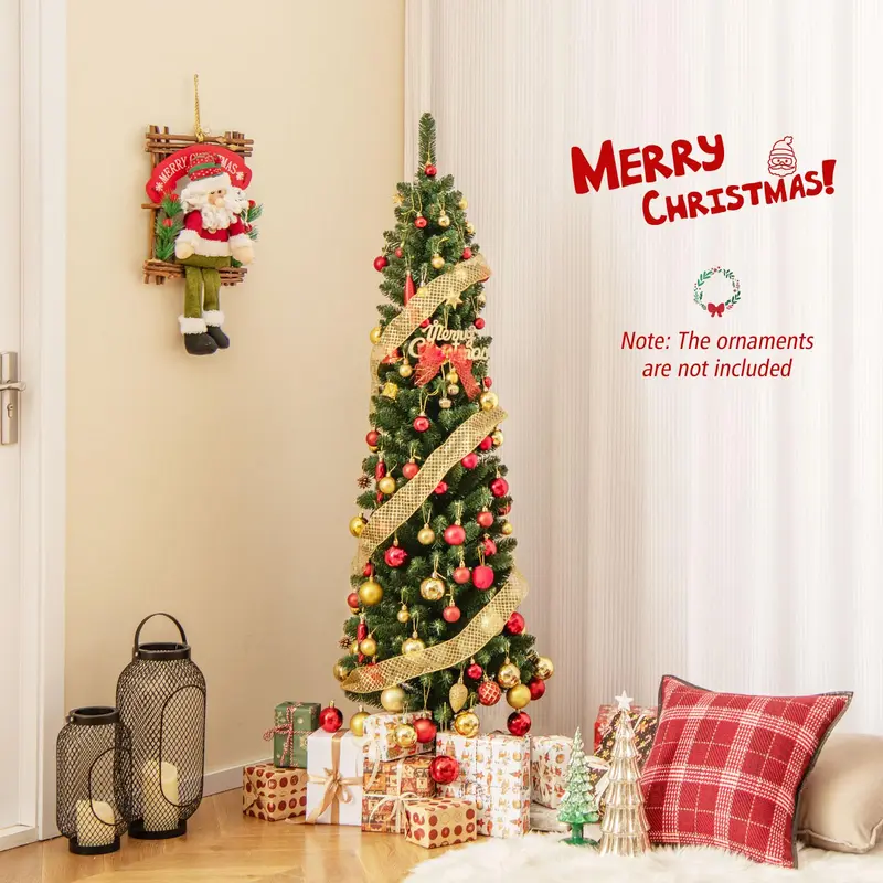 GoPlus-Künstlicher schmaler Weihnachtsbaum mit Schnellform-Technologie (1,5 m / 1,8 m / 2,1 m / 2,4 m) 2