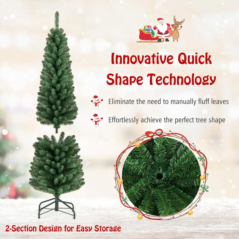 GoPlus-Künstlicher schmaler Weihnachtsbaum mit Schnellform-Technologie (1,5 m / 1,8 m / 2,1 m / 2,4 m)