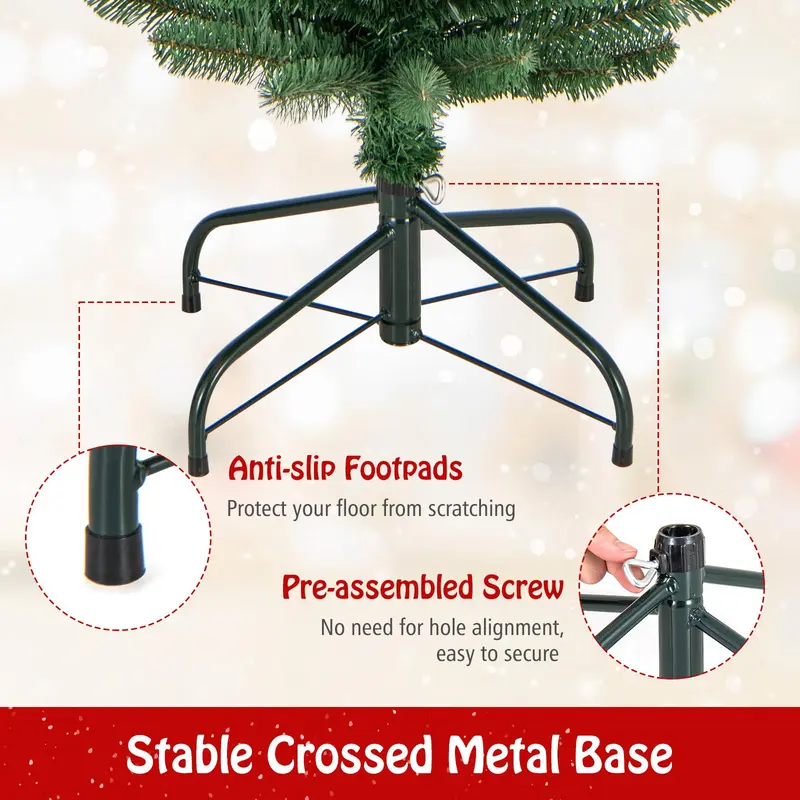 GoPlus-Künstlicher schmaler Weihnachtsbaum mit Schnellform-Technologie (1,5 m / 1,8 m / 2,1 m / 2,4 m)
