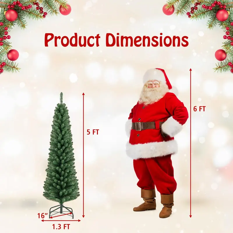 GoPlus-Künstlicher schmaler Weihnachtsbaum mit Schnellform-Technologie (1,5 m / 1,8 m / 2,1 m / 2,4 m)