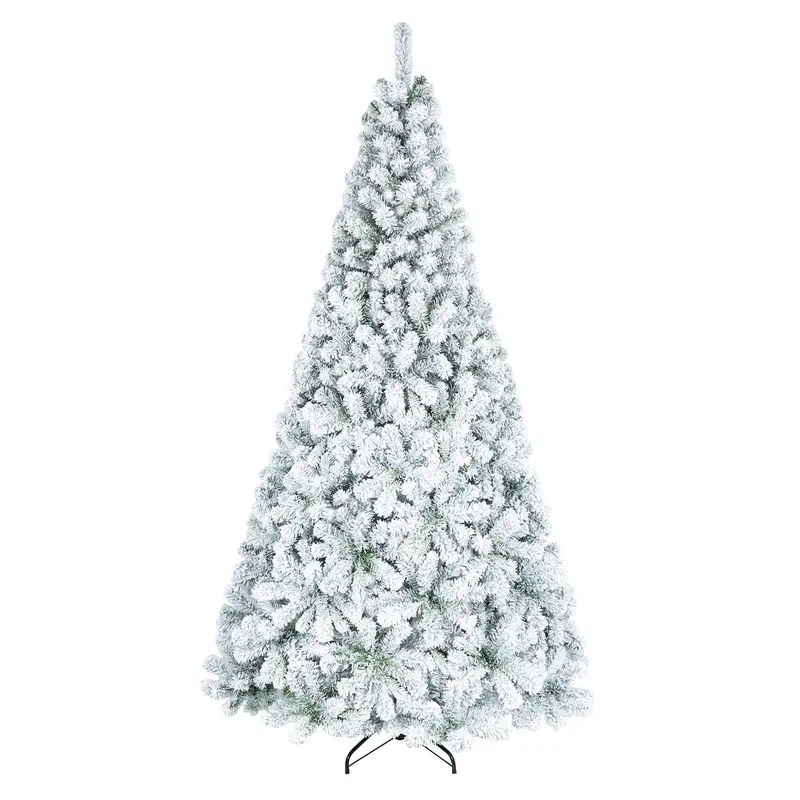 GoPlus-Künstlicher Weihnachtsbaum, 1,83 m / 2,74 m, unbeleuchtet, flockig, mit vollständigen Zweigspitzen und klappbarem Metallständer
