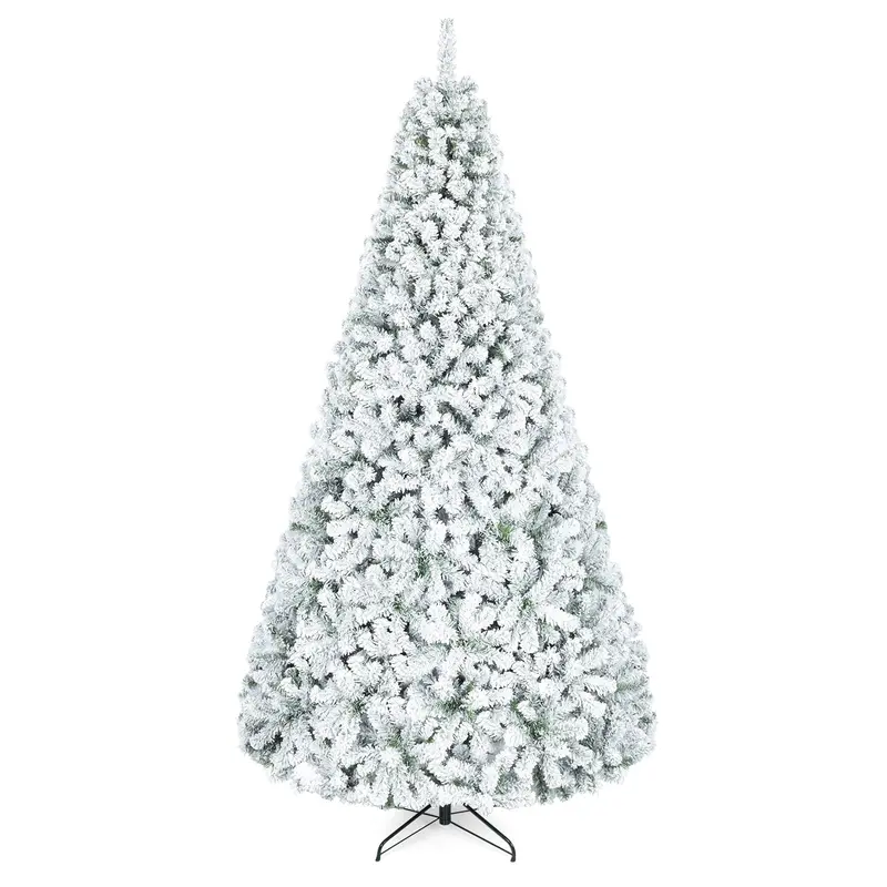 GoPlus-Künstlicher Weihnachtsbaum, 1,83 m / 2,74 m, unbeleuchtet, flockig, mit vollständigen Zweigspitzen und klappbarem Metallständer
