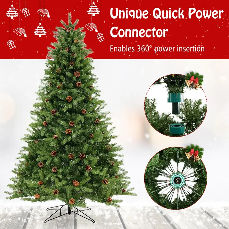 GoPlus-Künstlicher Weihnachtsbaum mit Vorverkabelung, Aufbau in 3 Minuten, 213 cm (7 ft), klappbar mit 360°-Schnellsteckverbinder 2