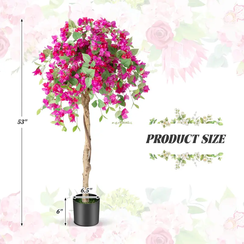 GoPlus Kunst-Bougainvillea-Baum, 1,37 m (4,5 ft), künstliche Topfpflanze mit 312 Blüten