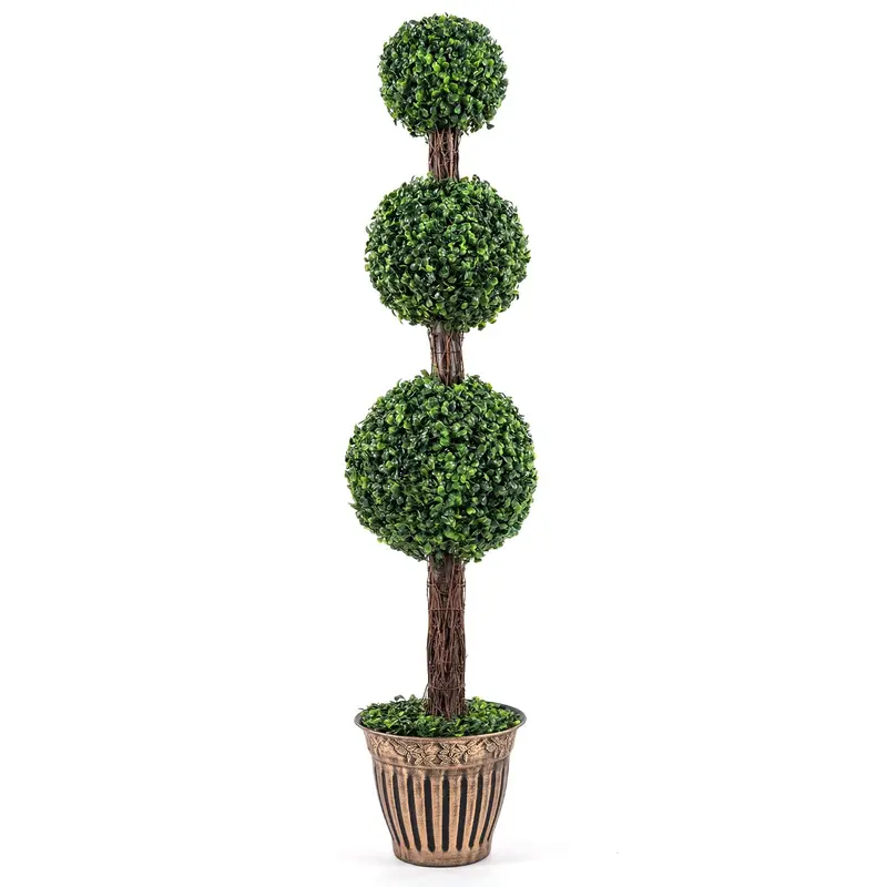 GoPlus Kunst-Boxwoodbaum mit drei Kugeln, 120 cm, künstlicher Topiary-Baum (1/2)