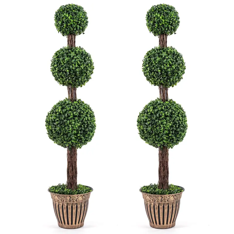 GoPlus Kunst-Boxwoodbaum mit drei Kugeln, 120 cm, künstlicher Topiary-Baum (1/2)
