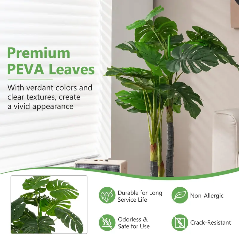 GoPlus Kunst-Monstera Deliciosa, 122 cm hoch, mit 20 großen Blättern – künstlicher tropischer Palmbaum