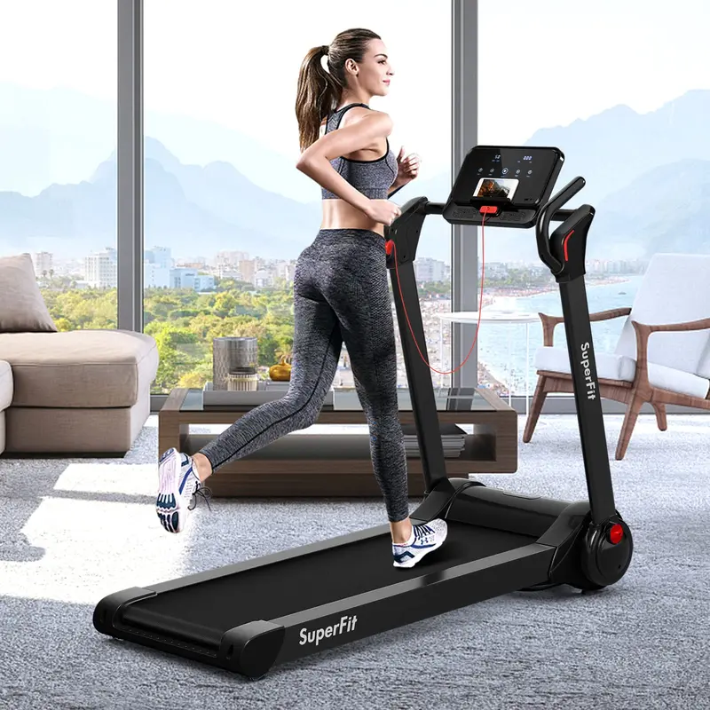 Goplus Laufband mit 2,25 PS und Klappfunktion, elektrisches Superfit-Laufband mit LED-Display 2