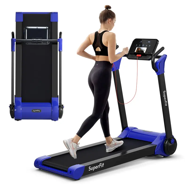 Goplus Laufband mit 2,25 PS und Klappfunktion, elektrisches Superfit-Laufband mit LED-Display
