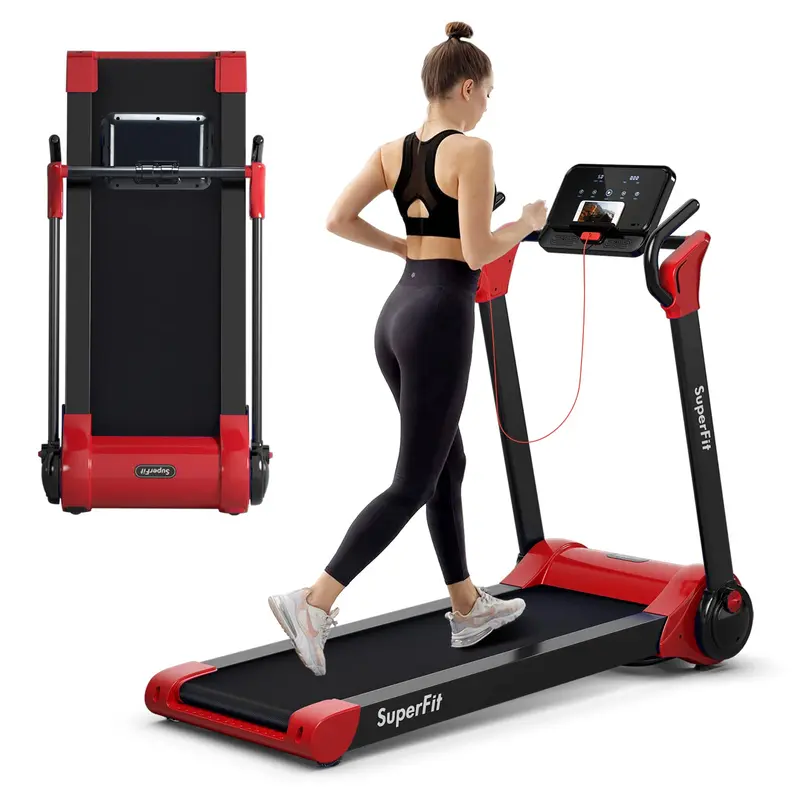 Goplus Laufband mit 2,25 PS und Klappfunktion, elektrisches Superfit-Laufband mit LED-Display