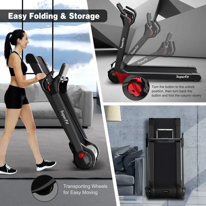 Goplus Laufband mit 2,25 PS und Klappfunktion, elektrisches Superfit-Laufband mit LED-Display
