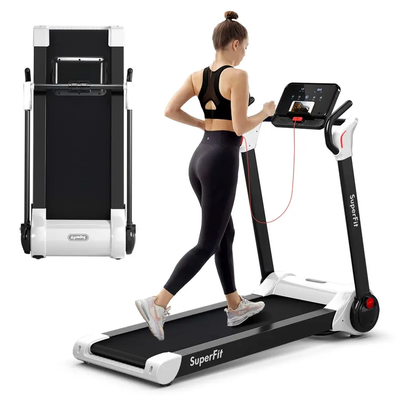 Goplus Laufband mit 2,25 PS und Klappfunktion, elektrisches Superfit-Laufband mit LED-Display