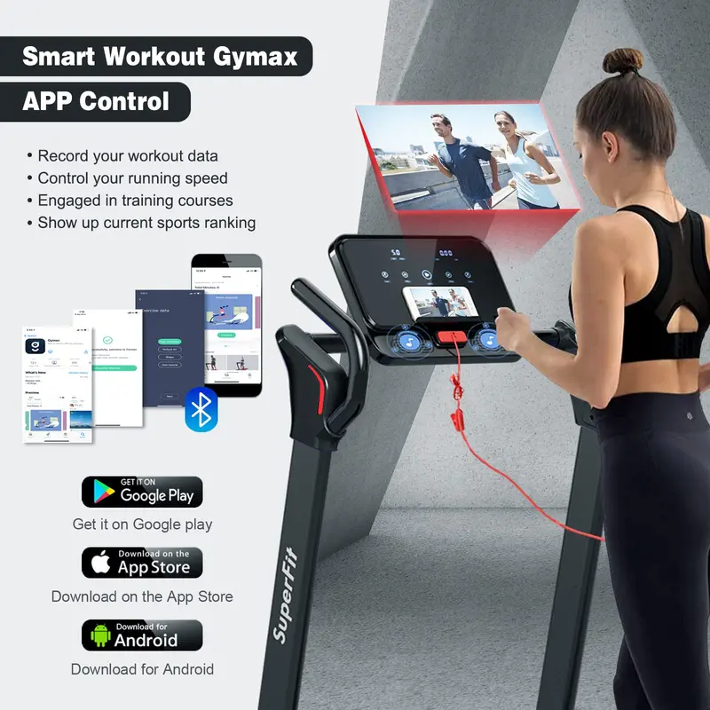 Goplus Laufband mit 2,25 PS und Klappfunktion, elektrisches Superfit-Laufband mit LED-Display
