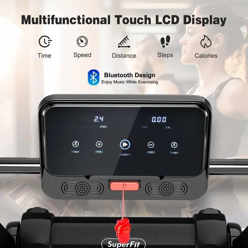 Goplus Laufband mit 2,25 PS und Klappfunktion, elektrisches Superfit-Laufband mit LED-Display