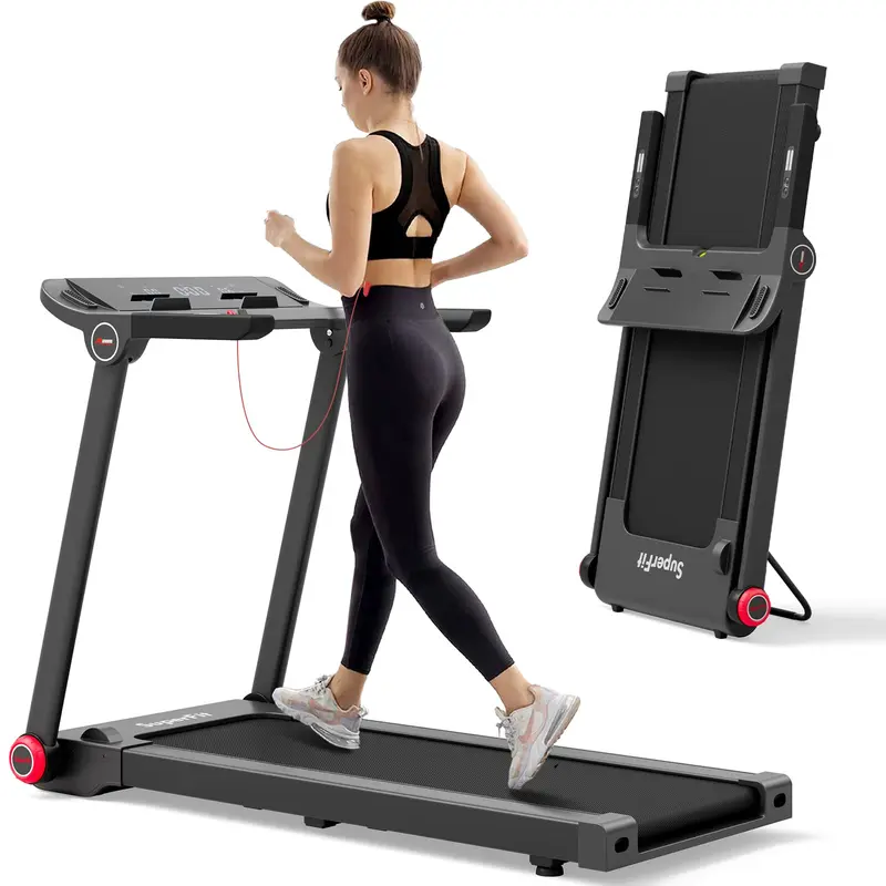 Goplus Laufband mit 3,75 PS und Klappfunktion, freistehendes Superfit-Laufband mit App und 12 vorprogrammierten Trainingsprogrammen