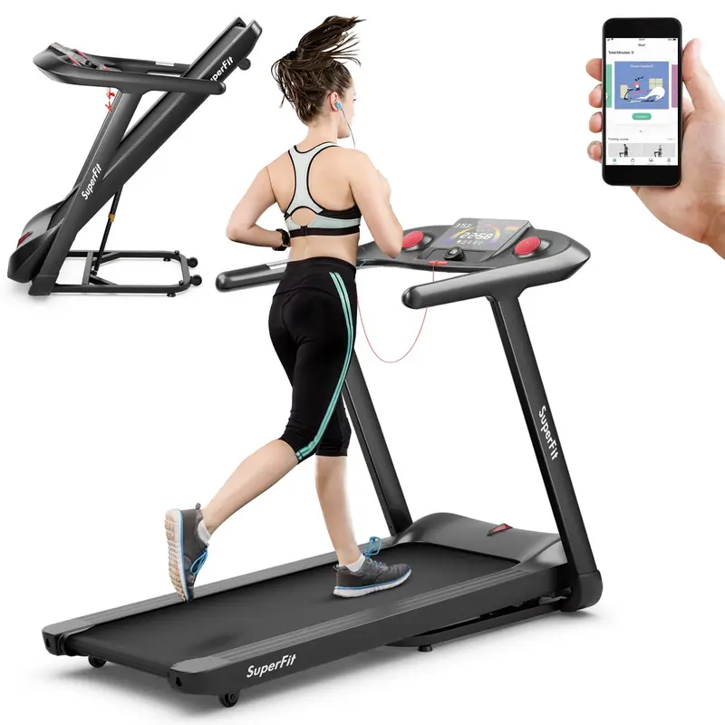 GoPlus Laufband mit 4,75 PS, klappbar, 15 % automatische Steigung, elektrisches Superfit-Laufband mit Sprach- und App-Steuerung