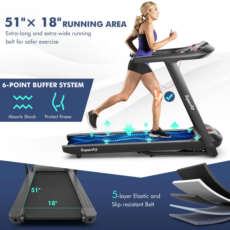 GoPlus Laufband mit 4,75 PS, klappbar, 15 % automatische Steigung, elektrisches Superfit-Laufband mit Sprach- und App-Steuerung