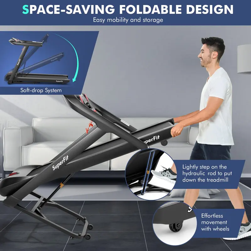 GoPlus Laufband mit 4,75 PS, klappbar, 15 % automatische Steigung, elektrisches Superfit-Laufband mit Sprach- und App-Steuerung