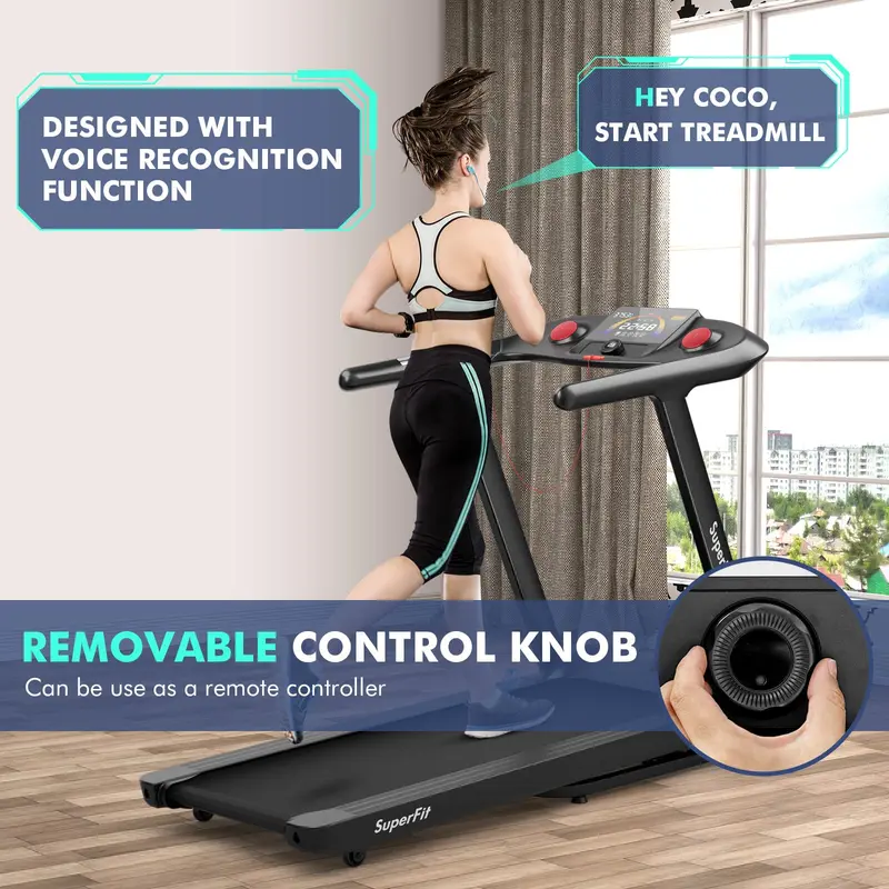 GoPlus Laufband mit 4,75 PS, klappbar, 15 % automatische Steigung, elektrisches Superfit-Laufband mit Sprach- und App-Steuerung