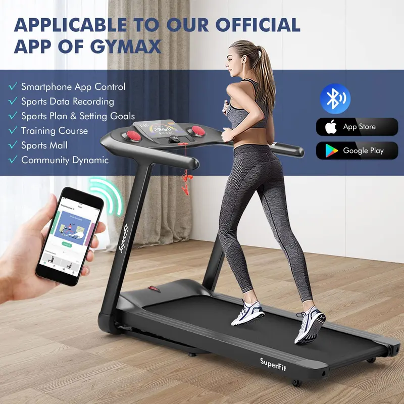 GoPlus Laufband mit 4,75 PS, klappbar, 15 % automatische Steigung, elektrisches Superfit-Laufband mit Sprach- und App-Steuerung