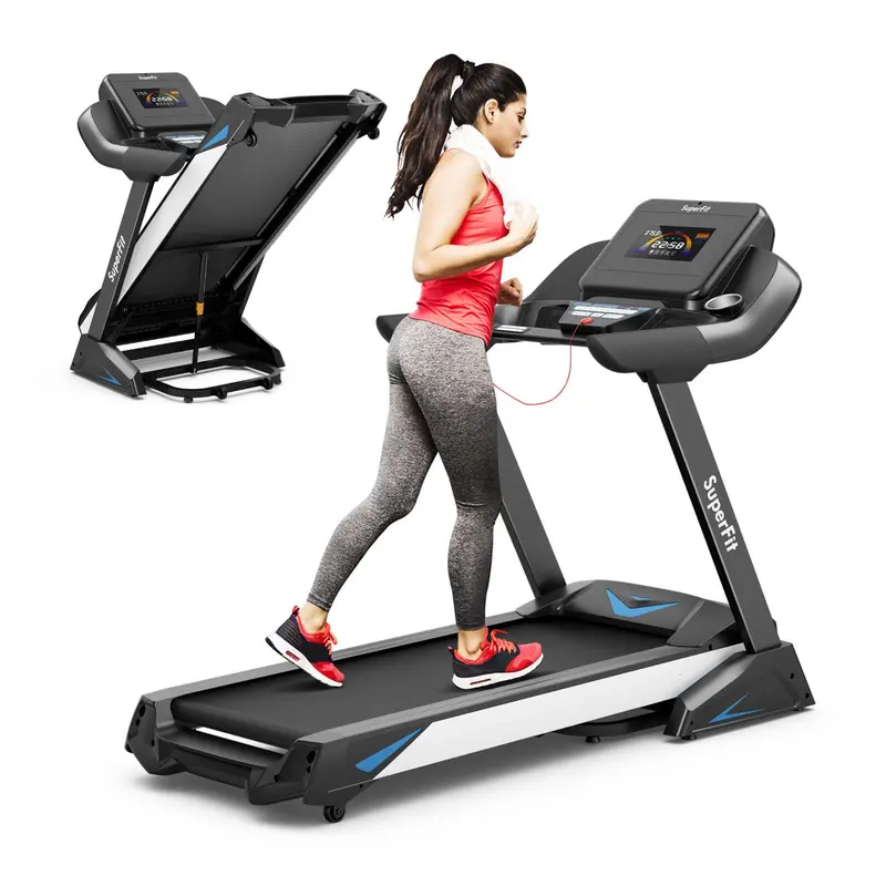 GoPlus Laufband mit 4,75 PS, klappbar, 15 % automatischer Steigung und App-Anbindung – Hochleistungs-Laufband für den professionellen Einsatz (Superfit), mit 20 vorprogrammierten Trainingsprogrammen