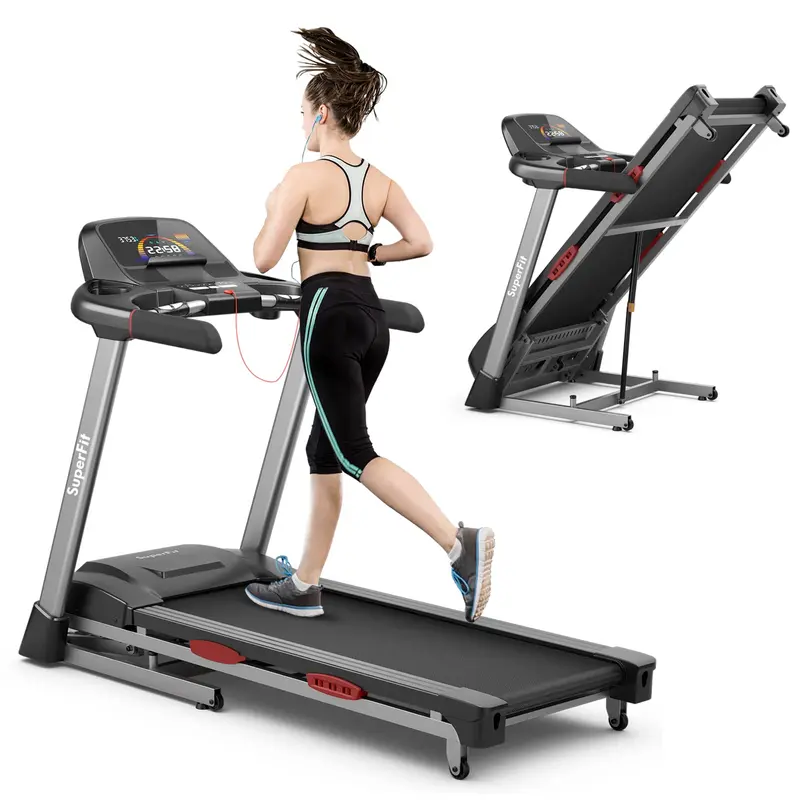 Goplus Laufband mit 4,75 PS und Klappfunktion für Heimstudio – Hochleistungs-Laufband für den professionellen Einsatz mit automatischer 15 % Steigung