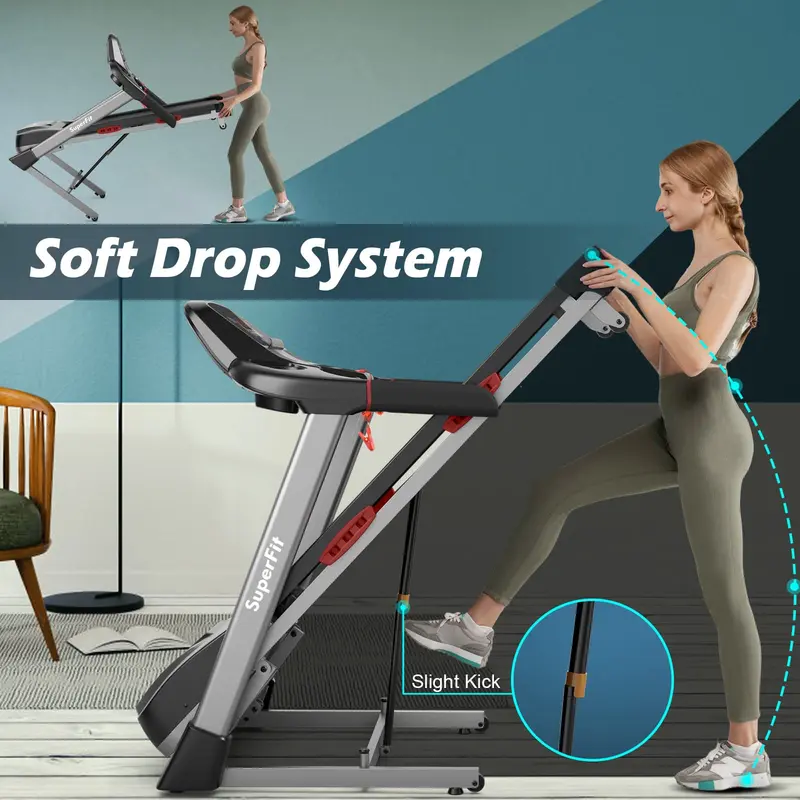 Goplus Laufband mit 4,75 PS und Klappfunktion für Heimstudio – Hochleistungs-Laufband für den professionellen Einsatz mit automatischer 15 % Steigung