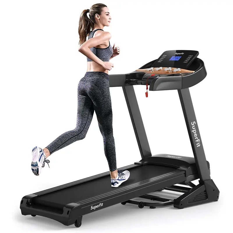 GoPlus Laufband mit Klappfunktion, 3,75 PS, mit Neigungsfunktion, elektrisches Superfit-Laufband mit App-Steuerung, 12 voreingestellten und 3 individuellen Trainingsprogrammen