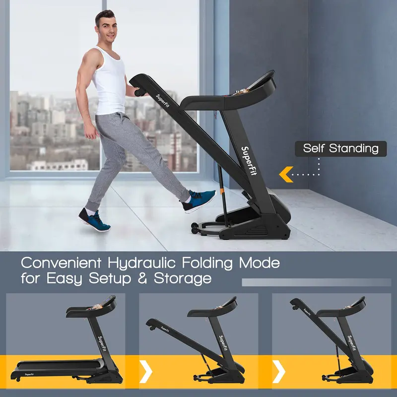 GoPlus Laufband mit Klappfunktion, 3,75 PS, mit Neigungsfunktion, elektrisches Superfit-Laufband mit App-Steuerung, 12 voreingestellten und 3 individuellen Trainingsprogrammen