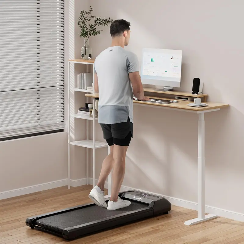 Goplus Laufpad, 2-in-1-Unterschreibtisch-Laufband für Heim- und Bürogebrauch – Laufband unter dem Schreibtisch mit Tragfähigkeit bis 120 kg
