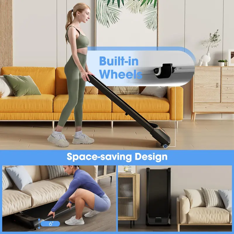 Goplus Laufpad, 2-in-1-Unterschreibtisch-Laufband für Heim- und Bürogebrauch – Laufband unter dem Schreibtisch mit Tragfähigkeit bis 120 kg