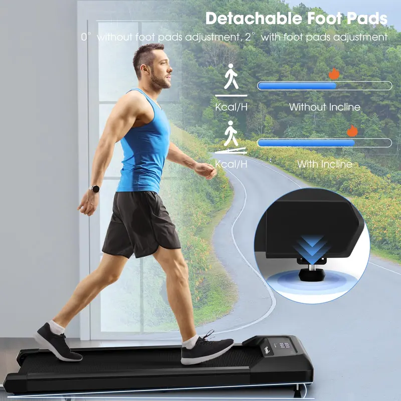 Goplus Laufpad, 2-in-1-Unterschreibtisch-Laufband für Heim- und Bürogebrauch – Laufband unter dem Schreibtisch mit Tragfähigkeit bis 120 kg