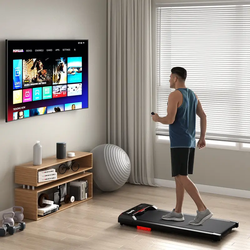 Goplus Laufpad, 2,5-PS-Leistung, Tragfähigkeit bis 154 kg, Unter-Schreibtisch-Laufband mit Fernbedienung