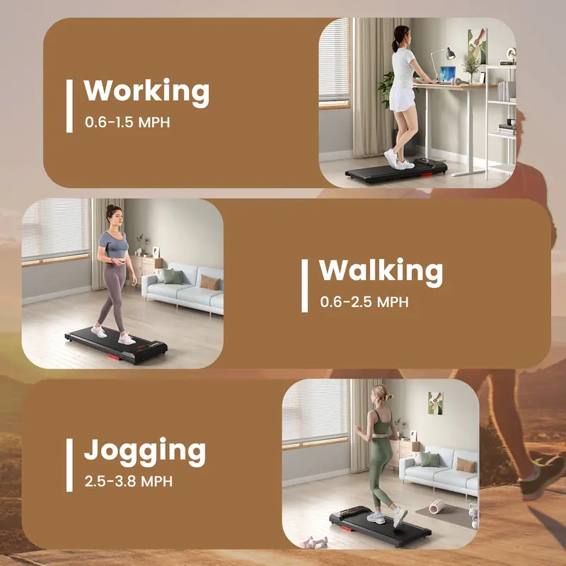 Goplus Laufpad, 2,5-PS-Leistung, Tragfähigkeit bis 154 kg, Unter-Schreibtisch-Laufband mit Fernbedienung