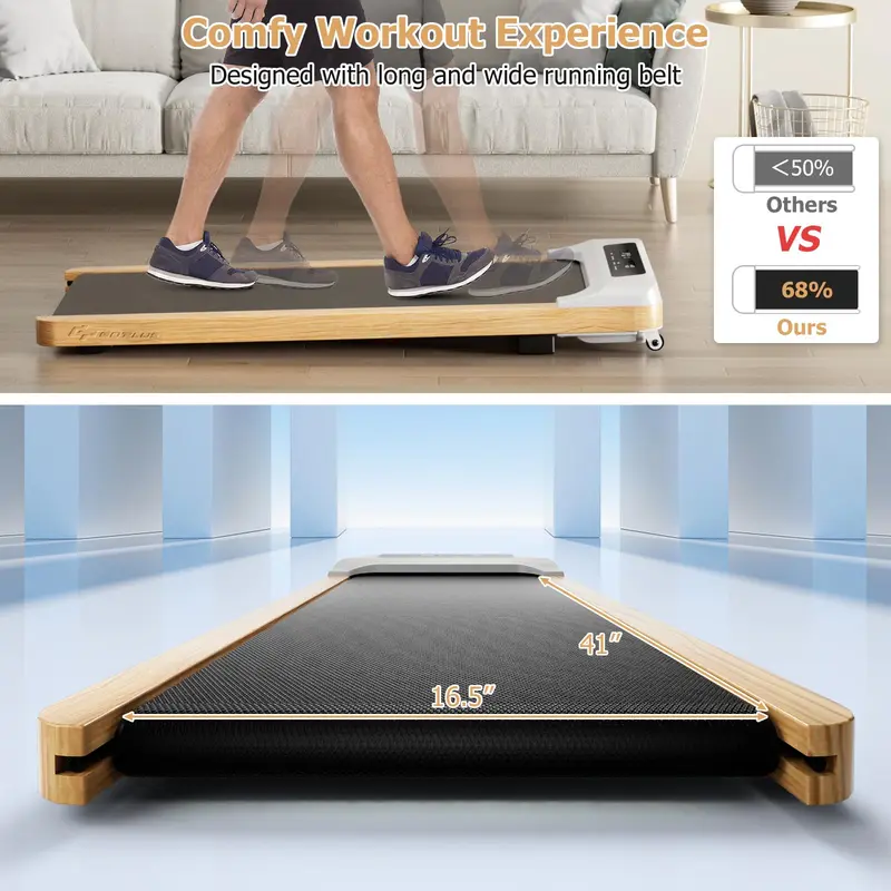 Goplus Laufpad, höhenverstellbares Holz-Laufband für unter den Schreibtisch – ideal für Zuhause und Büro