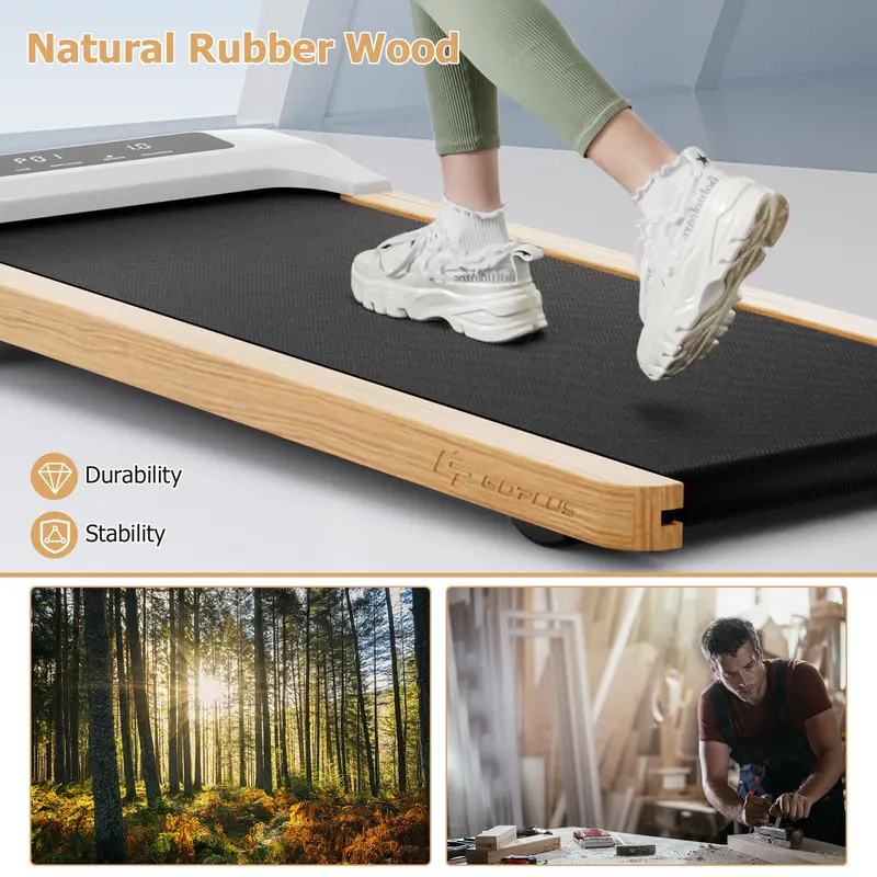 Goplus Laufpad, höhenverstellbares Holz-Laufband für unter den Schreibtisch – ideal für Zuhause und Büro