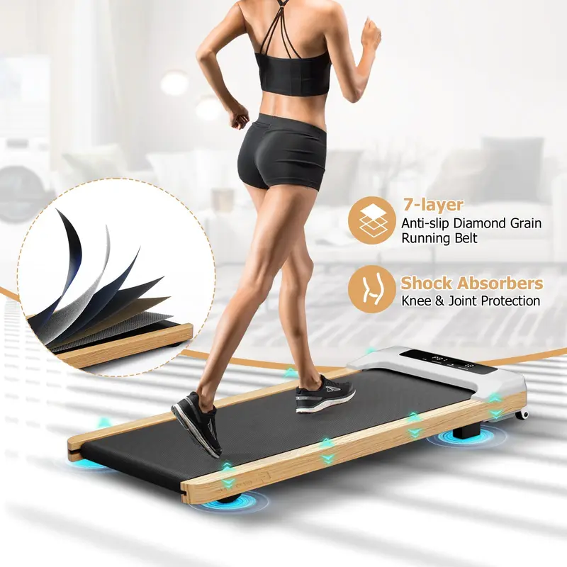 Goplus Laufpad, höhenverstellbares Holz-Laufband für unter den Schreibtisch – ideal für Zuhause und Büro
