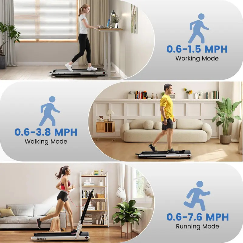 Goplus Laufpad mit 154 kg Tragkraft, mit Handgriff, unter dem Schreibtisch verwendbar – Laufband mit App-Anbindung 2