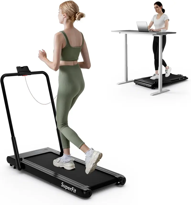 Goplus Laufpad mit 154 kg Tragkraft, mit Handgriff, unter dem Schreibtisch verwendbar – Laufband mit App-Anbindung