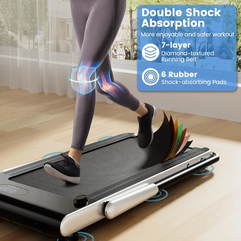 Goplus Laufpad mit 154 kg Tragkraft, mit Handgriff, unter dem Schreibtisch verwendbar – Laufband mit App-Anbindung