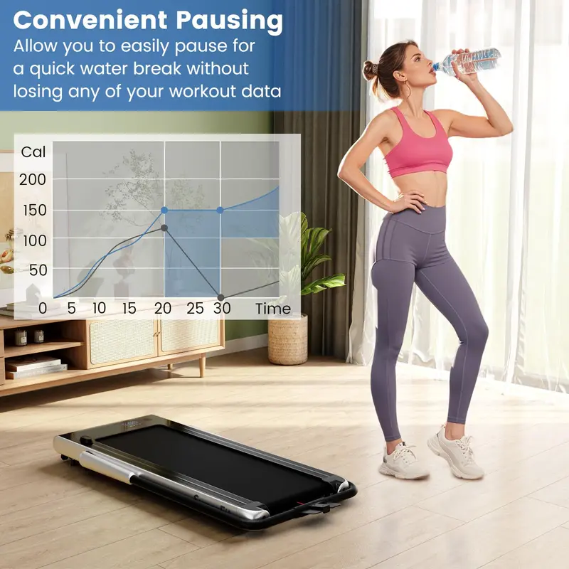 Goplus Laufpad mit 154 kg Tragkraft, mit Handgriff, unter dem Schreibtisch verwendbar – Laufband mit App-Anbindung