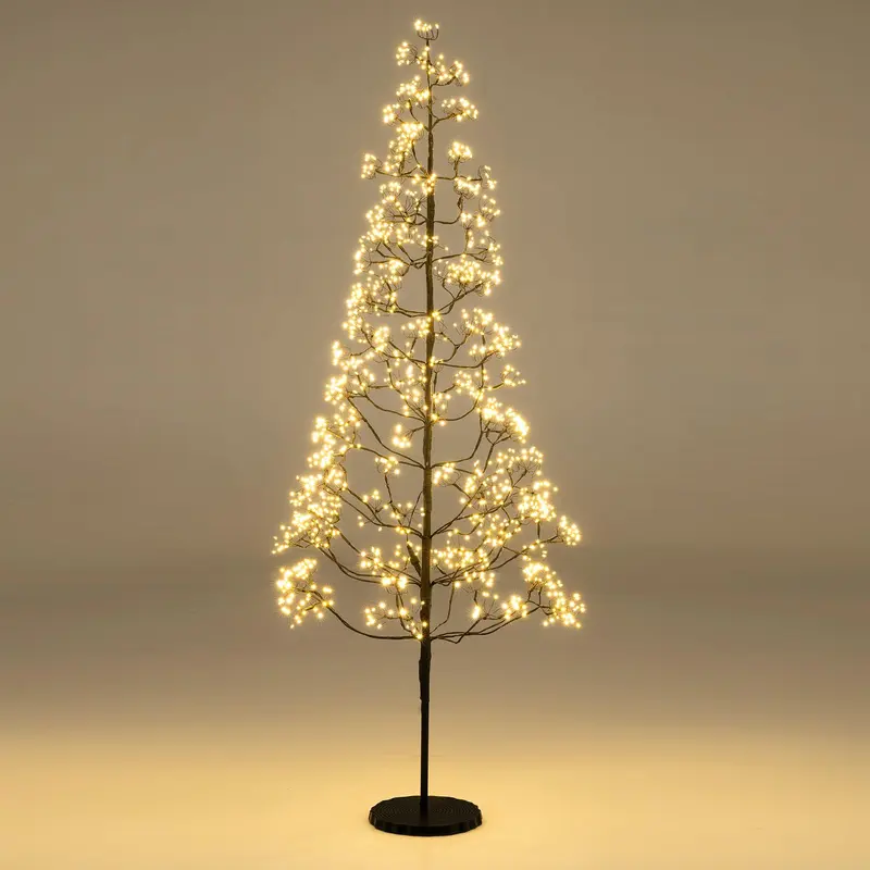 GoPlus LED-Alpenbaum aus Kunststoff, 1,5 / 1,8 / 2,1 m, mit 1000 warmweißen LED-Leuchten, vorverkabelter künstlicher Zedernbaum mit beschwerter Basis 1
