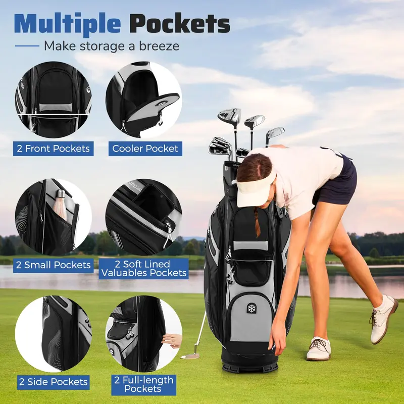 GoPlus leichter Golf-Tasche mit formfestem Deckel und 14-Fach-Organisationssystem