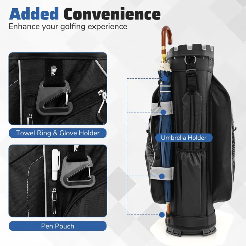 GoPlus leichter Golf-Tasche mit formfestem Deckel und 14-Fach-Organisationssystem